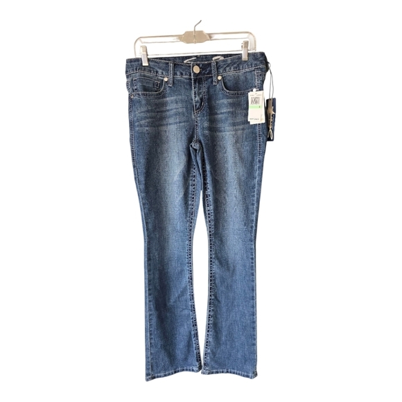 Seven7 Jeans Women Sz 8 Blue Medium Wash Denim Slim Bootcut Studed 34x33 New - Picture 1 of 15